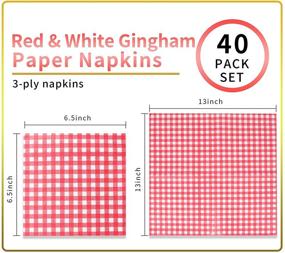 img 3 attached to 🍽️ 40 Count Red Gingham Paper Napkins - Disposable Luncheon Napkins for Party, Christmas, Dinner, Picnic, BBQ, Wedding - Red and White Checkered Design - 3-ply, 6.5X6.5 inches