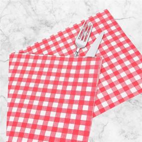 img 1 attached to 🍽️ 40 Count Red Gingham Paper Napkins - Disposable Luncheon Napkins for Party, Christmas, Dinner, Picnic, BBQ, Wedding - Red and White Checkered Design - 3-ply, 6.5X6.5 inches