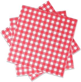 img 4 attached to 🍽️ 40 Count Red Gingham Paper Napkins - Disposable Luncheon Napkins for Party, Christmas, Dinner, Picnic, BBQ, Wedding - Red and White Checkered Design - 3-ply, 6.5X6.5 inches