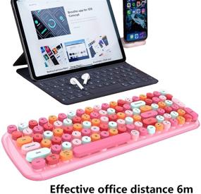 img 1 attached to Vibrant 2.4GHz Bluetooth Keyboard Mouse Combo: Colorful Retro Typewriter Round Keys, Cute Design for PC Laptop Tablet MAC