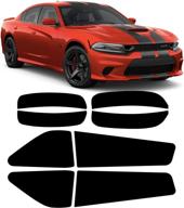 🚘 2015-2021 dodge charger aggressive overlay package deal: tail light, front & rear tinted side marker light overlays + precut smoked vinyl tint film for blacked out dark smoked look (20% off package deal) logo