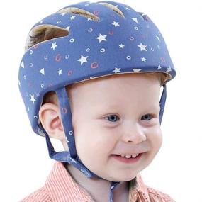 img 4 attached to 👶 Регулируемый детский шлем для безопасности младенцев - голубой защитник для ползания, ходьбы и игр | Улучшенные условия для младенцев, детей | Защитная кепка с звездным голубым дизайном