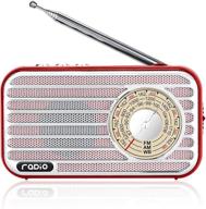 rechargeable battery operated retro vintage radio pocket with bluetooth speaker, am fm noaa portable radio, supports stereo earphone, usb mp3 player, tf card (red) logo