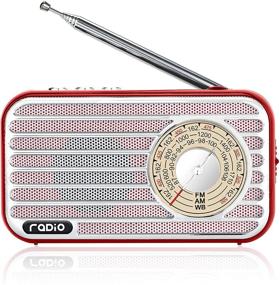 img 4 attached to Rechargeable Battery Operated Retro Vintage Radio Pocket with Bluetooth Speaker, AM FM NOAA Portable Radio, Supports Stereo Earphone, USB MP3 Player, TF Card (Red)