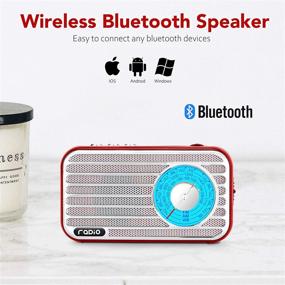 img 2 attached to Rechargeable Battery Operated Retro Vintage Radio Pocket with Bluetooth Speaker, AM FM NOAA Portable Radio, Supports Stereo Earphone, USB MP3 Player, TF Card (Red)