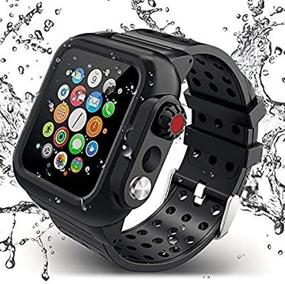 img 2 attached to Advanced APOBICO Waterproof Apple Watch Band 44mm Series 5/4 with Protective Case, Silicone Band, and Scratch-Resistant Screen Protector - All-in-One 360° Protection for iWatch 44mm