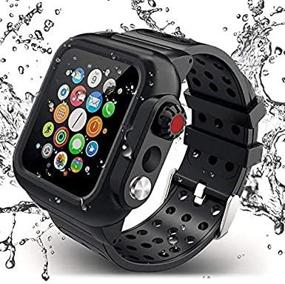 img 3 attached to Advanced APOBICO Waterproof Apple Watch Band 44mm Series 5/4 with Protective Case, Silicone Band, and Scratch-Resistant Screen Protector - All-in-One 360° Protection for iWatch 44mm