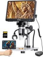 🔬 7-inch digital microscope 1200x with 1080p video, 12mp camera electronic video microscope with lcd screen, 32gb sd card for adults soldering, coins, metal stand, windows/mac support (2 led lights) logo