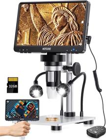 img 4 attached to 🔬 7-inch Digital Microscope 1200X with 1080P Video, 12MP Camera Electronic Video Microscope with LCD Screen, 32GB SD Card for Adults Soldering, Coins, Metal Stand, Windows/Mac Support (2 LED Lights)