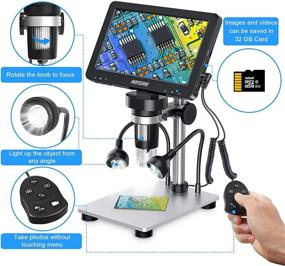 img 1 attached to 🔬 7-inch Digital Microscope 1200X with 1080P Video, 12MP Camera Electronic Video Microscope with LCD Screen, 32GB SD Card for Adults Soldering, Coins, Metal Stand, Windows/Mac Support (2 LED Lights)