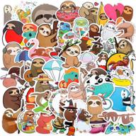 🦥 waterproof sloth stickers - 100 cartoon animal decals for water bottles, laptop, guitar, luggage, refrigerator, helmet - vinyl sloth stickers for computer and more! logo