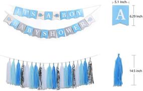 img 1 attached to 👶 Adorable Blue and Grey Baby Shower Decorations for Boys: It's A Boy Banner, Party Supplies Kit, Balloons, Pom Poms, and More!