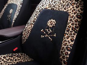 img 2 attached to Чехлы для автомобильных сидений с принтом черепа гепарда: стильные и милые чехлы для передних сидений для женщин - универсальная посадка для автомобилей, грузовиков, внедорожников и фургонов