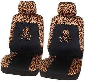img 4 attached to Чехлы для автомобильных сидений с принтом черепа гепарда: стильные и милые чехлы для передних сидений для женщин - универсальная посадка для автомобилей, грузовиков, внедорожников и фургонов