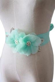 img 3 attached to 💎 Intricate Lemandy Crystals, Two Organza Flowers & Exquisite Pearls: A19a Wedding Sash Dress Belts