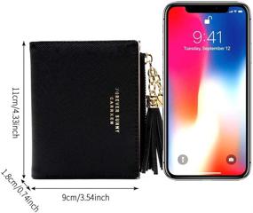 img 2 attached to 💼 Small Leather Zipper Wallet for Women, Girls, and Teens - Slim & Cute Coin Purse, Minimalist & Elegant Design in Black (Small Size)