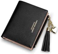 💼 small leather zipper wallet for women, girls, and teens - slim & cute coin purse, minimalist & elegant design in black (small size) logo