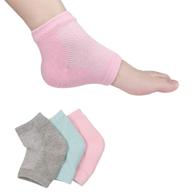 🧦 moisturizing socks for dry cracked heels - gel heel socks with open toe, ventilate gel spa socks infused with vitamins - 3 pairs (pink, turquoise, grey) logo