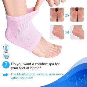 img 3 attached to 🧦 Moisturizing Socks for Dry Cracked Heels - Gel Heel Socks with Open Toe, Ventilate Gel Spa Socks Infused with Vitamins - 3 Pairs (Pink, Turquoise, Grey)