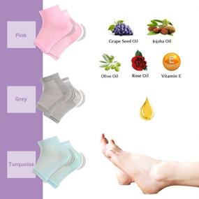 img 2 attached to 🧦 Moisturizing Socks for Dry Cracked Heels - Gel Heel Socks with Open Toe, Ventilate Gel Spa Socks Infused with Vitamins - 3 Pairs (Pink, Turquoise, Grey)