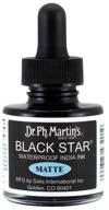 🖤 смелая и красивая: флакон чернил dr. ph. martin's star india - 1,0 унции матовой черной величественности логотип