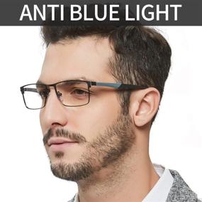 img 3 attached to 👓 OCCI CHIARI Blue Light Blocking Fashion Glasses Frame for Men's Computer Eyewear with UV400 Protection - Black+Gray