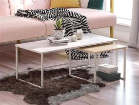 img 4 attached to 🌟 CosmoLiving Scarlett Coffee and End Tables, White Marble and Natural, Nesting Design