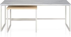 img 1 attached to 🌟 CosmoLiving Scarlett Coffee and End Tables, White Marble and Natural, Nesting Design