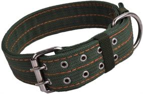 img 3 attached to 🐾 Buckle Dog Collar: Wide Adjustable Nylon Military Tactical Collar for Heavy Duty Dogs - 2-Row D Ring