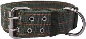 img 4 attached to 🐾 Buckle Dog Collar: Wide Adjustable Nylon Military Tactical Collar for Heavy Duty Dogs - 2-Row D Ring