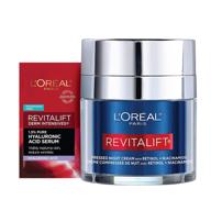 l'oreal paris revitalift pressed night cream with retinol, niacinamide - reduce wrinkles, hydrate face, under eye, neck, chest - dermatologist tested + hyaluronic acid serum sample – 1 kit, 2 piece set logo