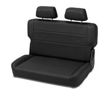 bestop 3944015: black denim trailmax ii rear fold-n-tumble seat for jeep 1955-1995 cj5, cj7 & wrangler logo