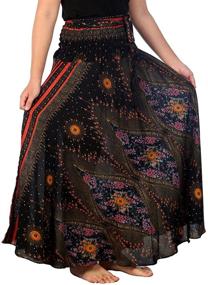 img 3 attached to 🌸 Lannaclothesdesign: Stunning Bohemian Clothing in Burgundy Peacock Patterns for Women's Skirts