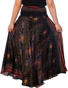 img 2 attached to 🌸 Lannaclothesdesign: Stunning Bohemian Clothing in Burgundy Peacock Patterns for Women's Skirts