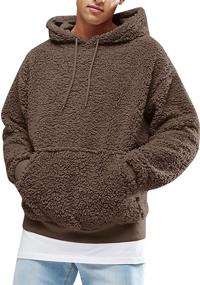 img 4 attached to 🔥 Warm and Cozy: Men's Fuzzy Sherpa Pullover Hoodie - Perfect for Fall and Winter!