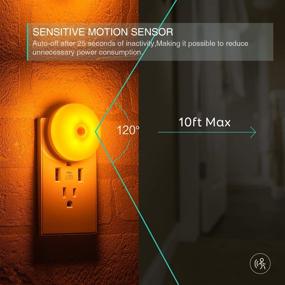 img 2 attached to 💡 Plug-in Motion Sensor Night Light – Smart Auto On/Off, Slim Design, Soft Amber Glow, 2 Pack