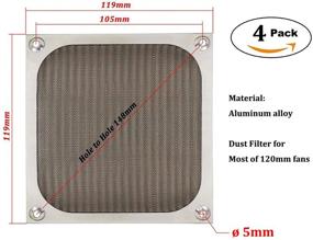 img 3 attached to 🔒 Premium 120mm Computer Fan Filter Grills: Ultra Fine Aluminum Mesh, Silver Color - 4 Pack with Screws