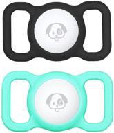 swincho airtag dog collar holder: apple airtag cat pet loop case 2-pack for air tags - mintgreen+black logo