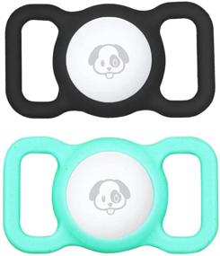 img 4 attached to SWINCHO AirTag Dog Collar Holder: Apple AirTag Cat Pet Loop Case 2-Pack for Air Tags - MintGreen+Black