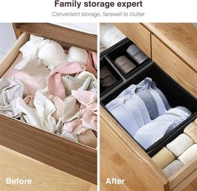 img 1 attached to 🧺 8-Piece Set of Puricon Clothes Organizers - Drawer Organization, Foldable Closet Organizers for Storing Bras, Baby Clothing, T-Shirts, Socks, Scarves, Ties - Grey
