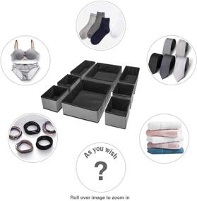img 3 attached to 🧺 8-Piece Set of Puricon Clothes Organizers - Drawer Organization, Foldable Closet Organizers for Storing Bras, Baby Clothing, T-Shirts, Socks, Scarves, Ties - Grey