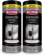 weiman stainless steel cleaner wipes - 2 pack, fingerprint resistant, removes residue, water marks, and grease - ideal for appliances such as refrigerators, dishwashers, ovens, and grills - packaging may vary logo