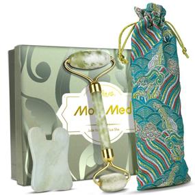 img 4 attached to MomMed Jade Roller Set: 100% Jade Face Roller and Gua Sha for Youthful Glow, Reduced Wrinkles and Dark Circles - Complete Anti-Aging Tools with Gift Packaging!