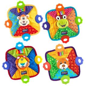 img 4 attached to 🌈 Nuby Teething Blankie Characters: Multiple Colors, 1 Count - Find Your Red/Yellow/Green/Orange/Blue Match!