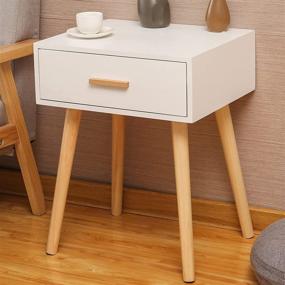 img 4 attached to White Wood Bedside End Table for Bedroom, Office, Living Room – Nightstand