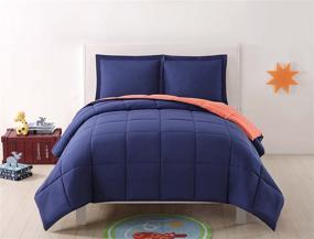 img 2 attached to 🛏️ Laura Hart Kids Reversible Full/Queen Comforter Set in Solid Navy and Orange - 3 Piece Set