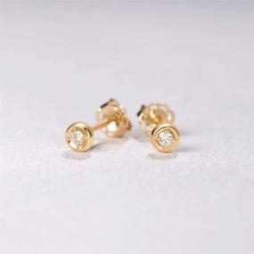 img 1 attached to 💎 14k Solid Yellow Gold Solitaire Diamond Sleeper Stud Earrings | FANCIME Genuine Round Mini Simple Dainty Fine Jewelry for Women Girls | 0.062cttw, I-J Color, SI1-SI2 Clarity