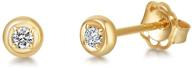 💎 14k solid yellow gold solitaire diamond sleeper stud earrings | fancime genuine round mini simple dainty fine jewelry for women girls | 0.062cttw, i-j color, si1-si2 clarity logo