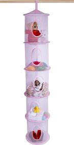 img 4 attached to 🎀 Pink 5 Tier Storage Organizer - Perfect for Organizing Kids Toys or Storing Gloves, Hats, and Mittens in Children’s Room or Closet. Easy Attachment to Any Rod - 12" X 59