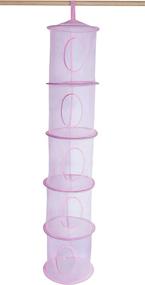 img 3 attached to 🎀 Pink 5 Tier Storage Organizer - Perfect for Organizing Kids Toys or Storing Gloves, Hats, and Mittens in Children’s Room or Closet. Easy Attachment to Any Rod - 12" X 59